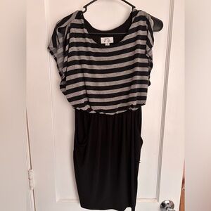 Striped Gray and Black Dress SMALL